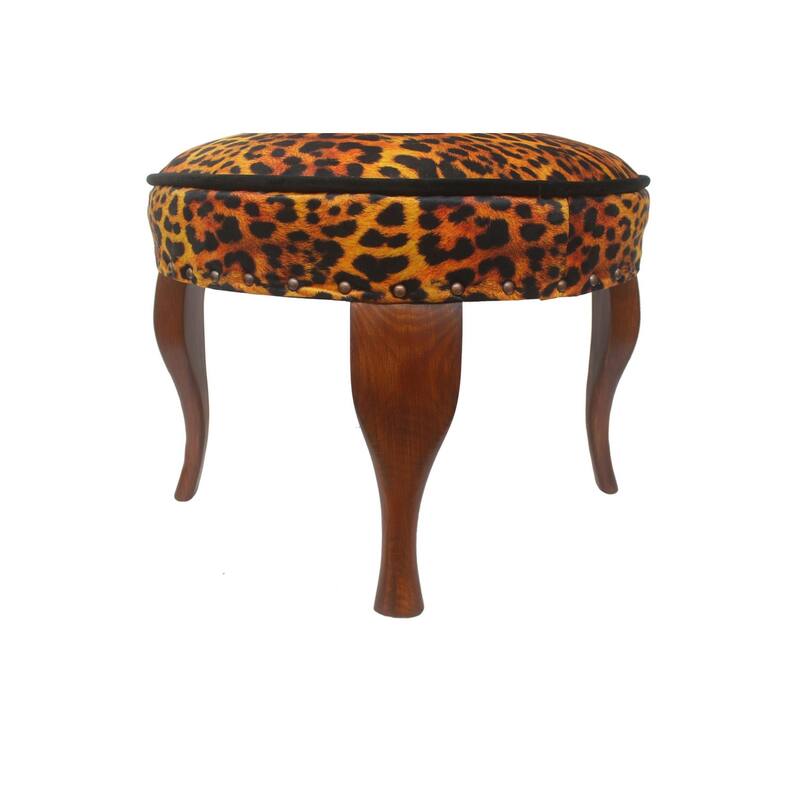 Leopard Nicolas Handmade Italian Velvet Upholstered Ottoman - Bed Bath ...