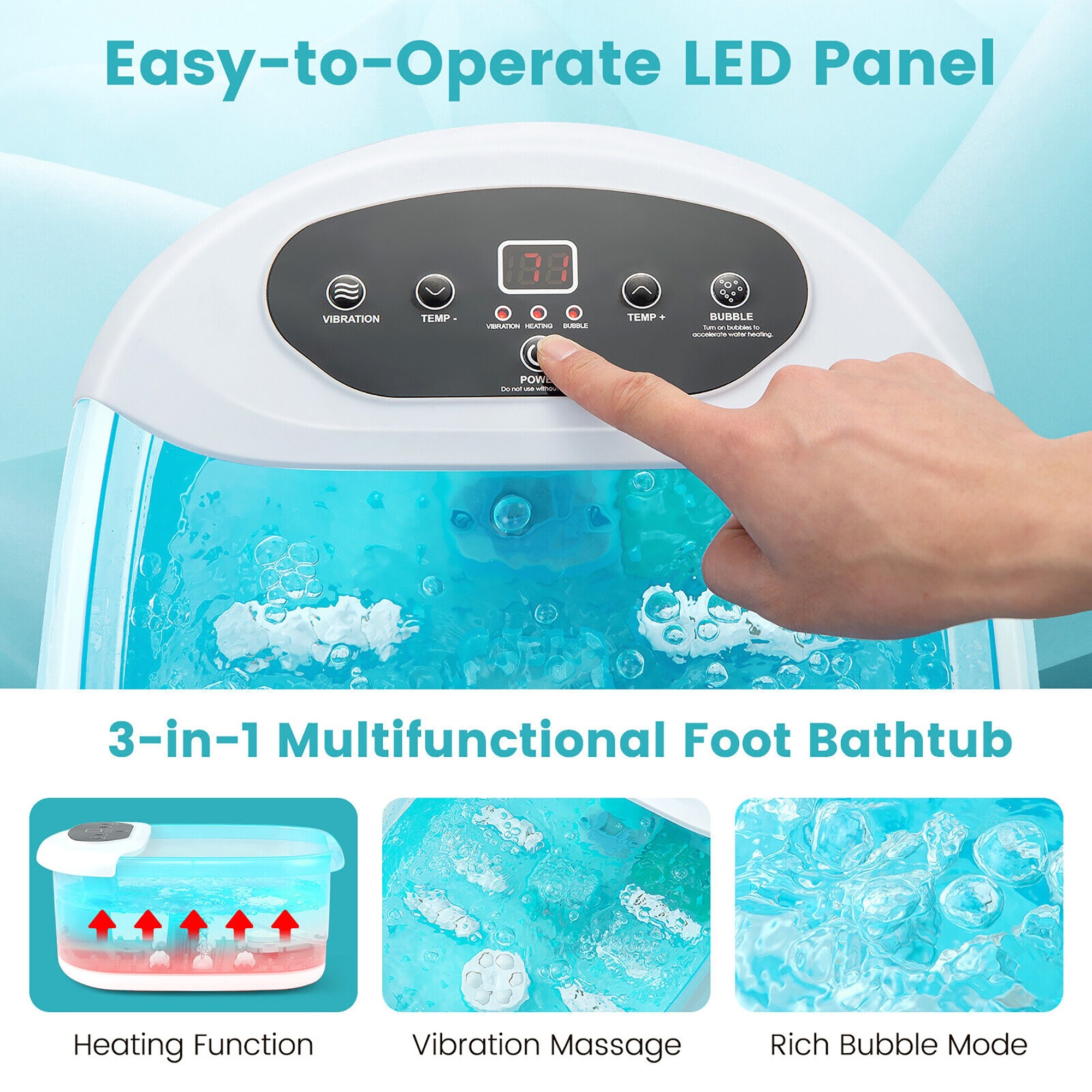 MaxKare Foot Spa/Bath Massager with Heat Bubbles