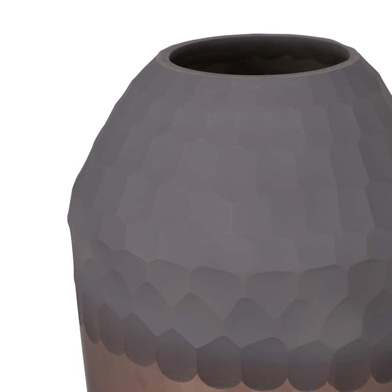 Sagebrook Home Glass Metallic Cylinder Hammered 2Tone Handcut Vase