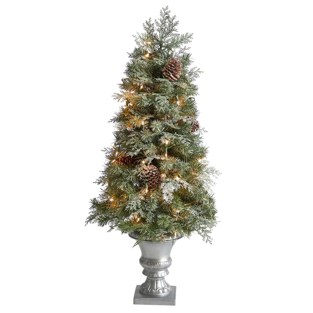4ft Artificial Christmas Tree with Warm White Lights - English Pine Holiday Decor - Green - 48