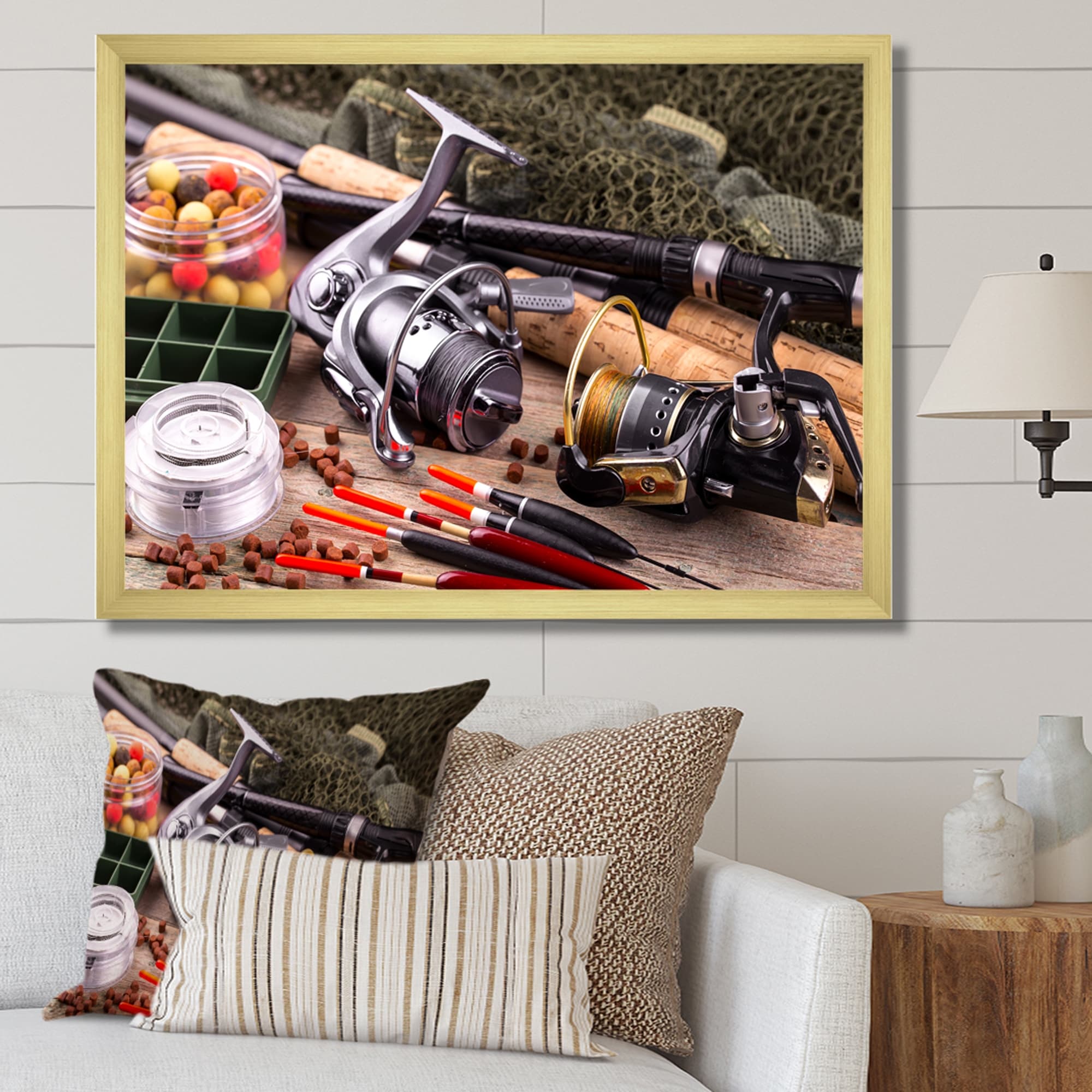 Designart Fishing Rods And Reels Hunting & Fishing Framed Wall Art Prints  - Bed Bath & Beyond - 40030015