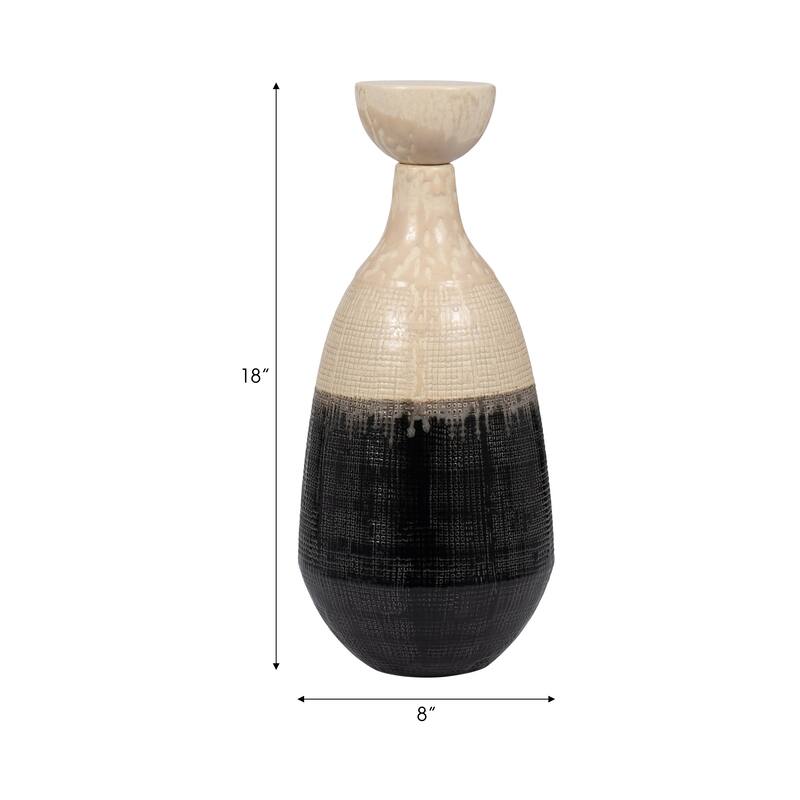 Sagebrook Home Alondra Unique Stoneware Vase with Lid, White, Novelty, Two-tone, Enrich Your Home Decor