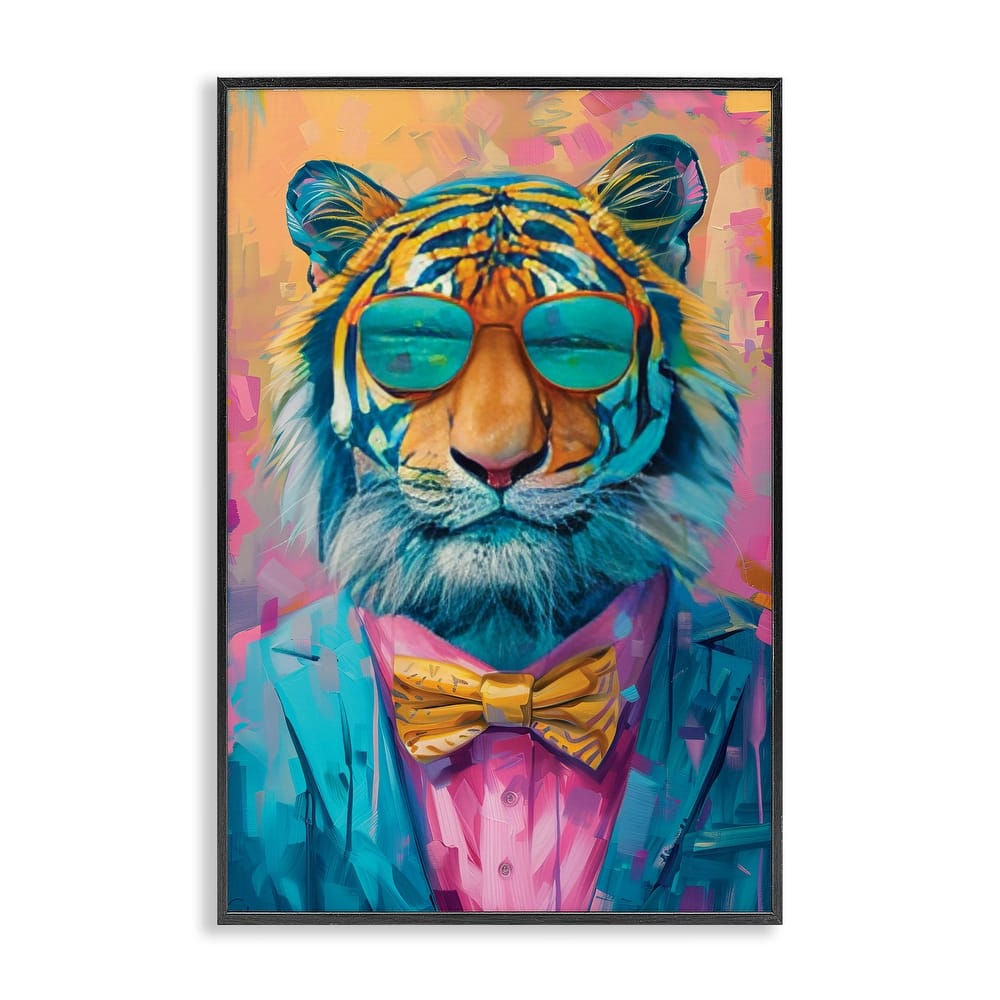 Stupell Smiling Snazzy Tiger Framed Giclee Art Design By LSR Design Studio