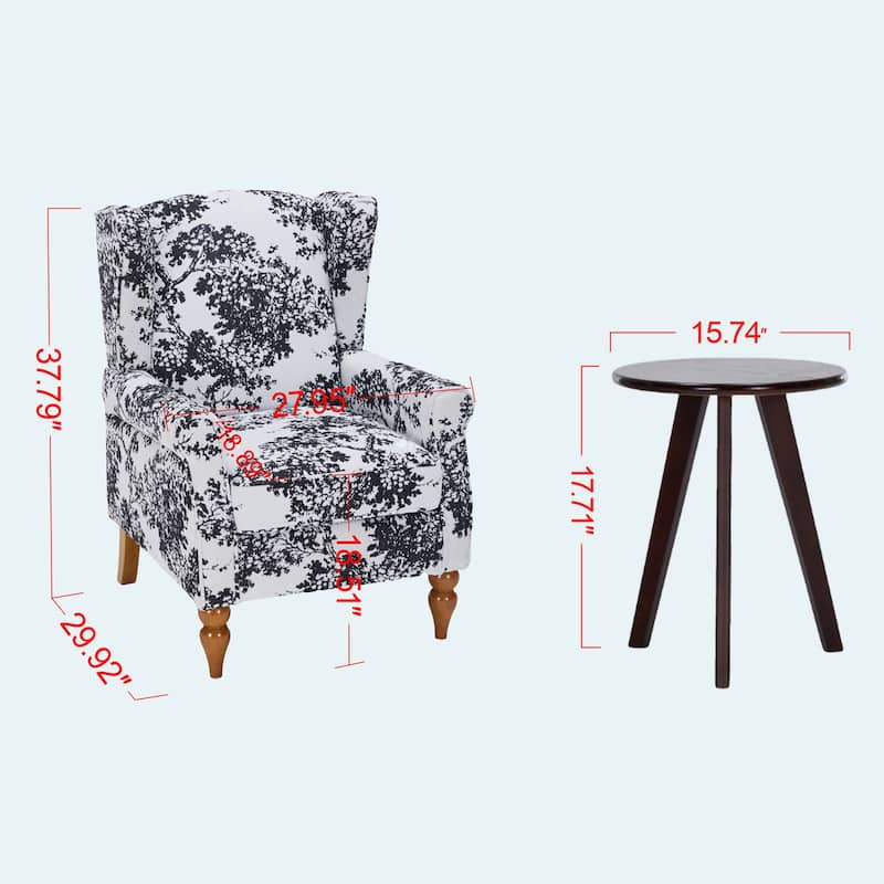 Arm Chairs Wingback Chairs with Solid Wood Coffee Table, Reading Chair