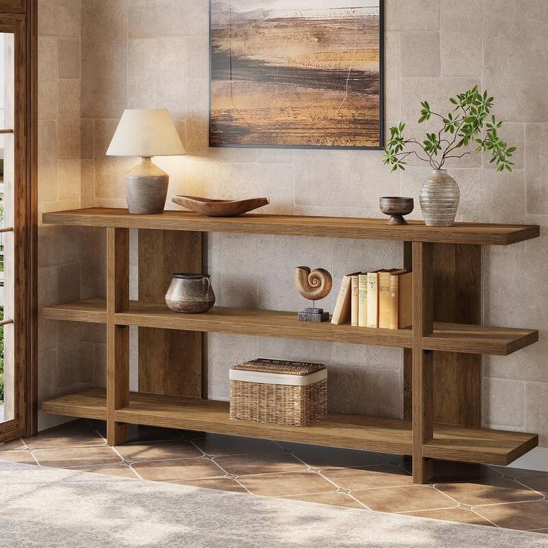 63 Inches Long Console Table with 3-Tier Shelf for Entryway Living Room Hallway