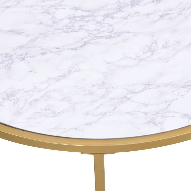 Faux Marble Round Coffee Table - 36" - Gold