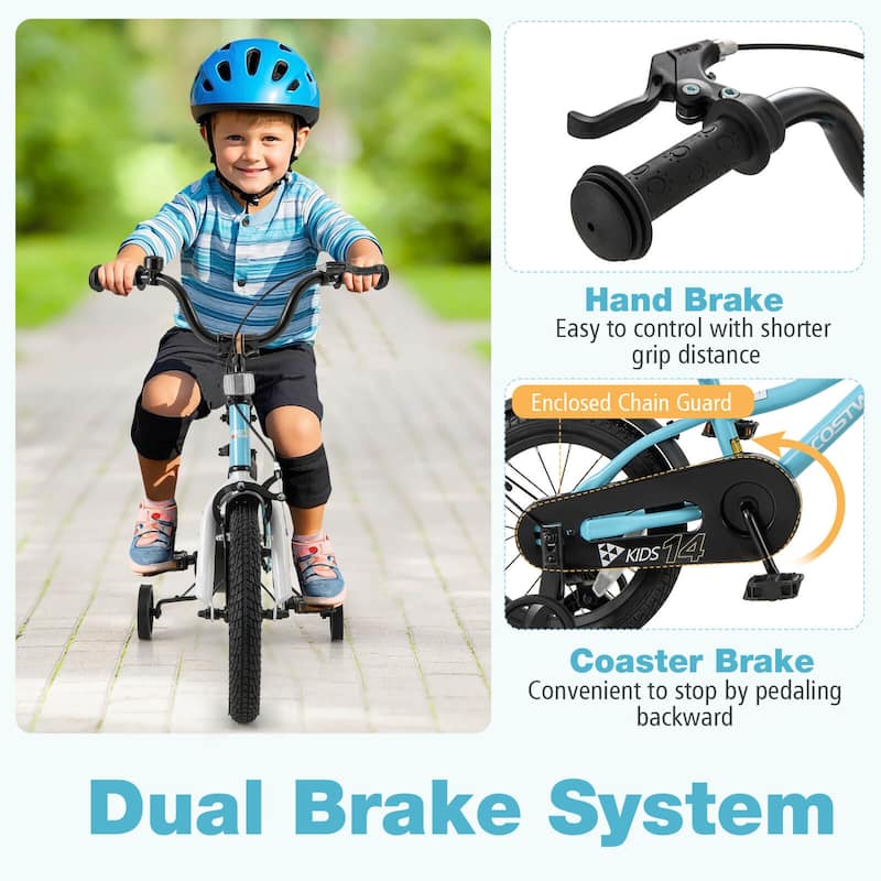 Costway 12"/14"/16"/18" Kids Bike for 3-4 Years Old Boys & Girls with