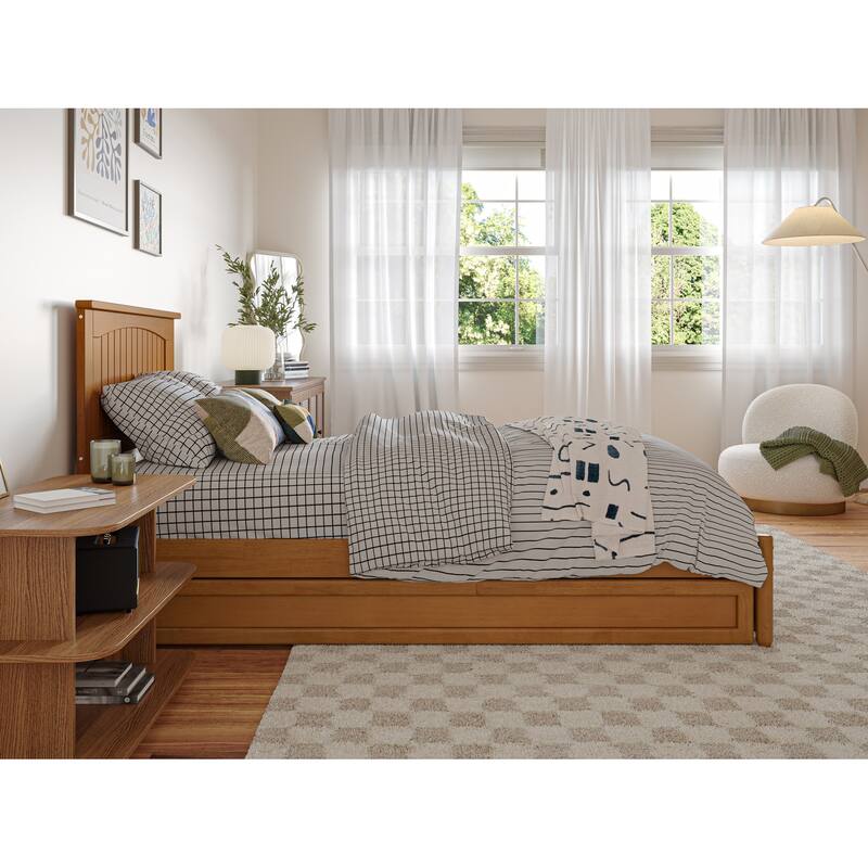 Malta Platform Bed with Panel Footboard and Twin XL Trundle