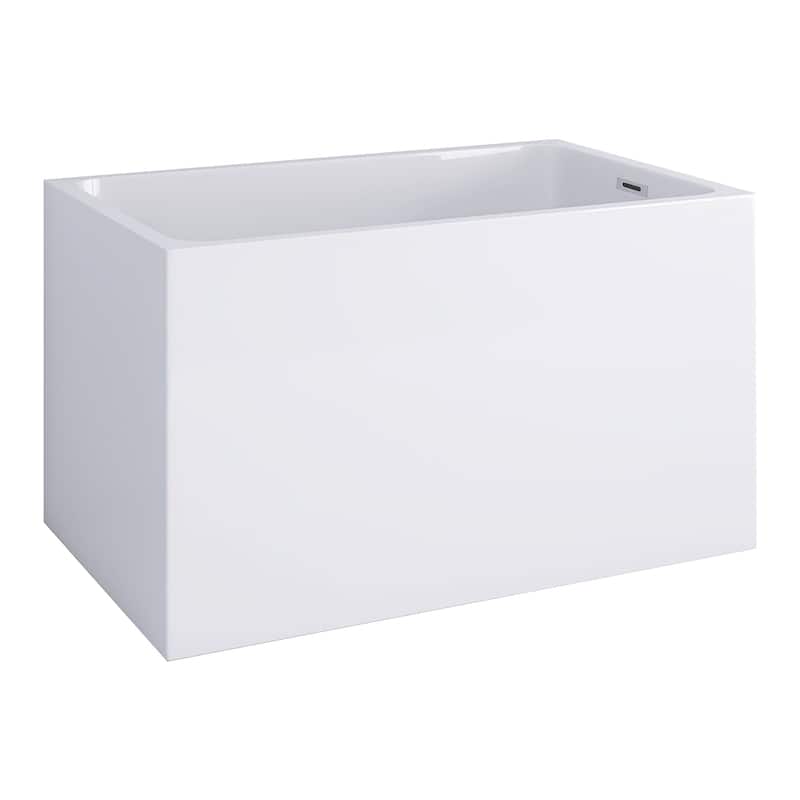 43 in. x 28 in. Acrylic Freestanding Soaking Bathtub in Gloss White