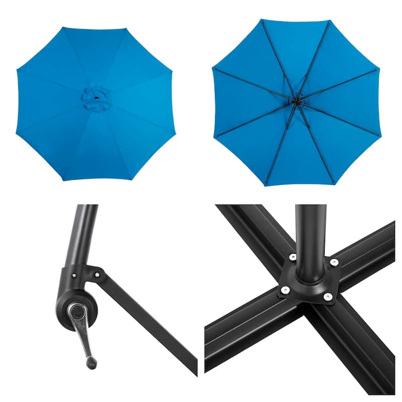 9.64 ft. Steel Market Outdoor Patio Umbrella with 8 Ribs, Offset Hanging Umbrella with Easy Tilt Adjustment