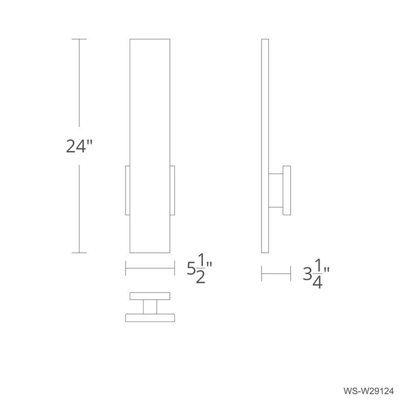 Moline 24in LED Outdoor Wall Light Selectable CCT 2700-3000-3500-4000K set to 2700K in Black