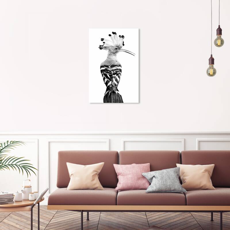 Wynwood Studio Canvas Animals Hoopoe Black and White Black and Glam Wall Art Canvas Print - 30 x 20