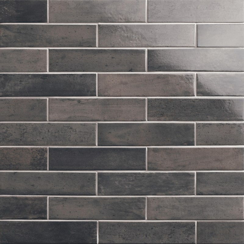 Merola Tile Capri Brick Nero 3" x 10" Porcelain Floor and Wall Tile