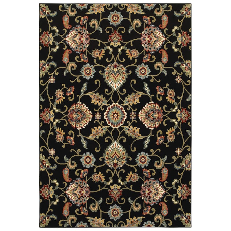 Style Haven Silko Oriental Area Rug - 5'3" x 7'6" - Black/Multi