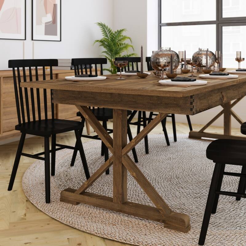 9' x 40" Rectangular Antique Rustic Solid Pine Folding Dining Table