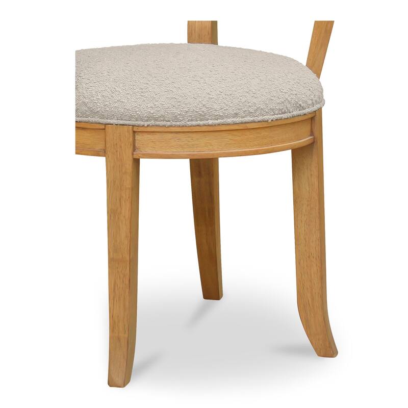 NADAAL STUDIOS Breyson Dining Chair, Curved Backrest, Rounded Cushion Seat, Rubberwood Frame, Taupe