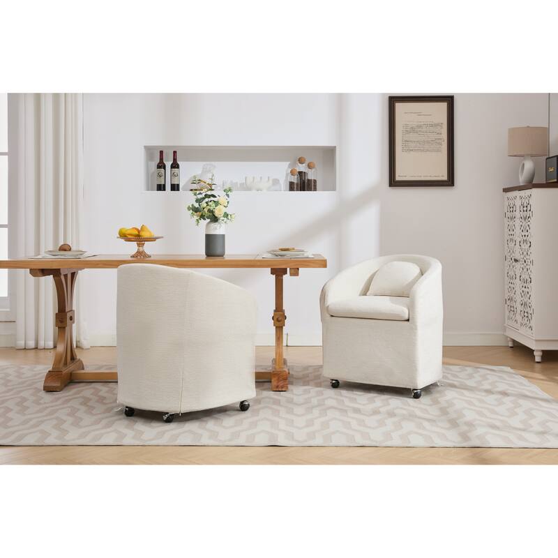 Upholstery Dining Armchair With Universal Wheels