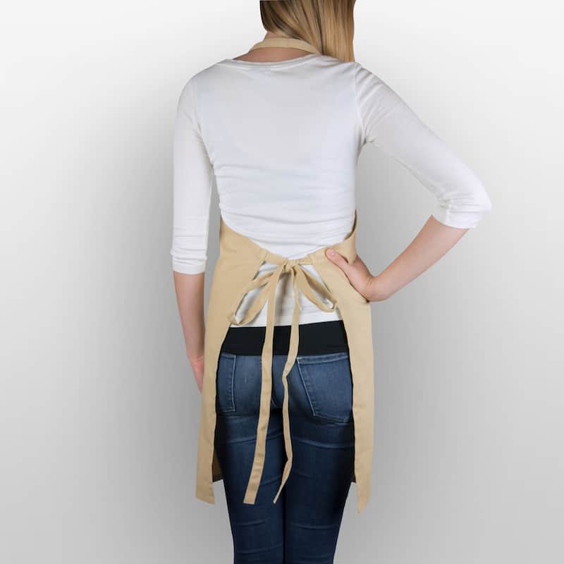 Unisex Chino Cotton Kitchen Chef Apron - 32" - Sand Beige