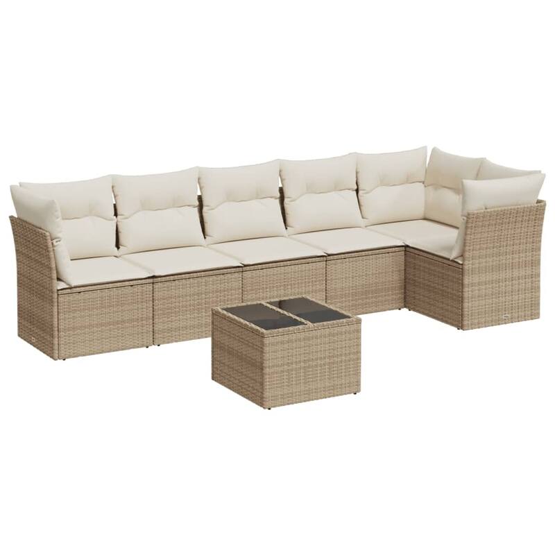vidaXL Garden Sofa Set Beige PE Rattan, Powder-coated steel, Tempered glass - 113.4 x 48.8 x 27.2