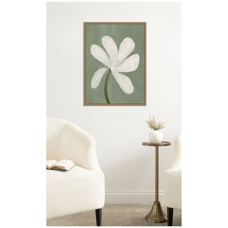 Kate and Laurel White Floral by Gabrielly Guedes Framed Canvas Wall Art Print