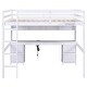 preview thumbnail 10 of 14, Full Size White Loft Bed with Desk, Storage, and Charging Station