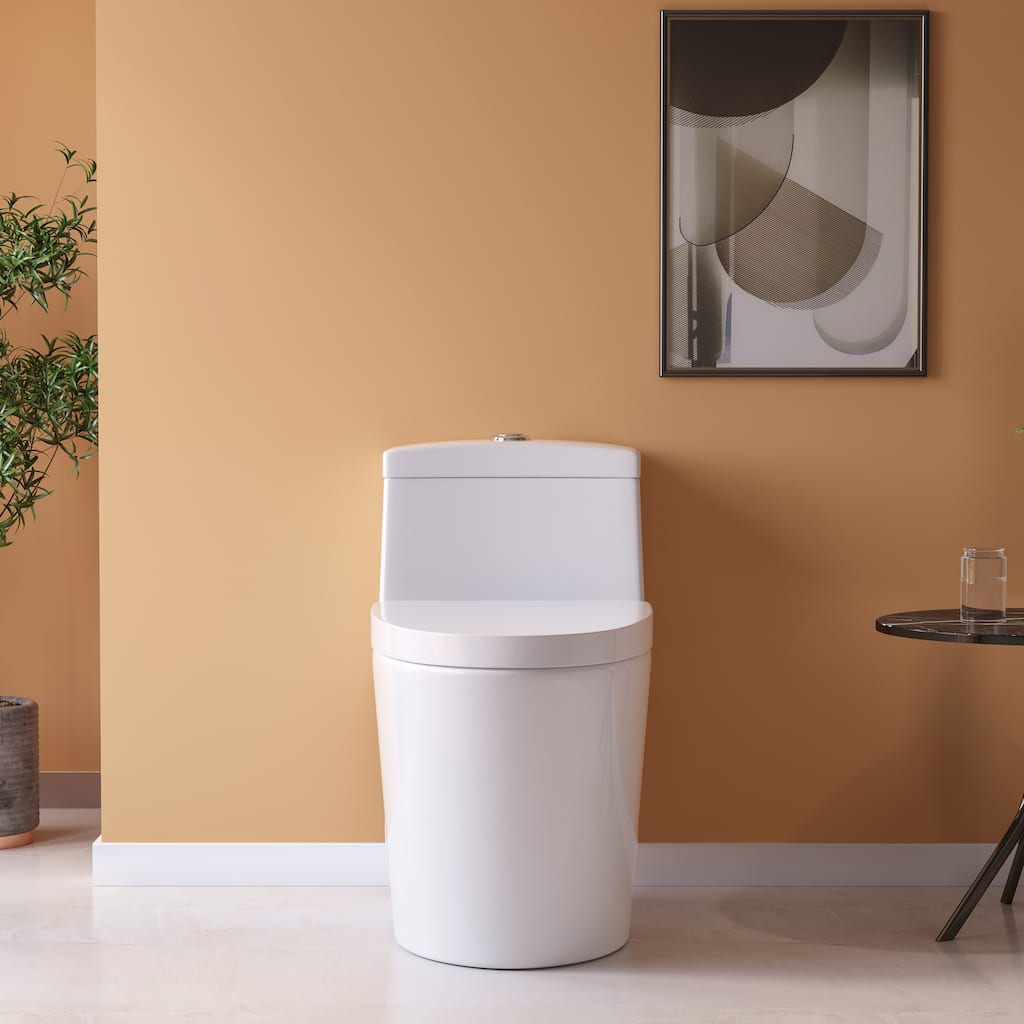 HOROW 1 Piece Dual Flush Elongated Toilet White 0.8 1.28 GPF Seat Included - N/A