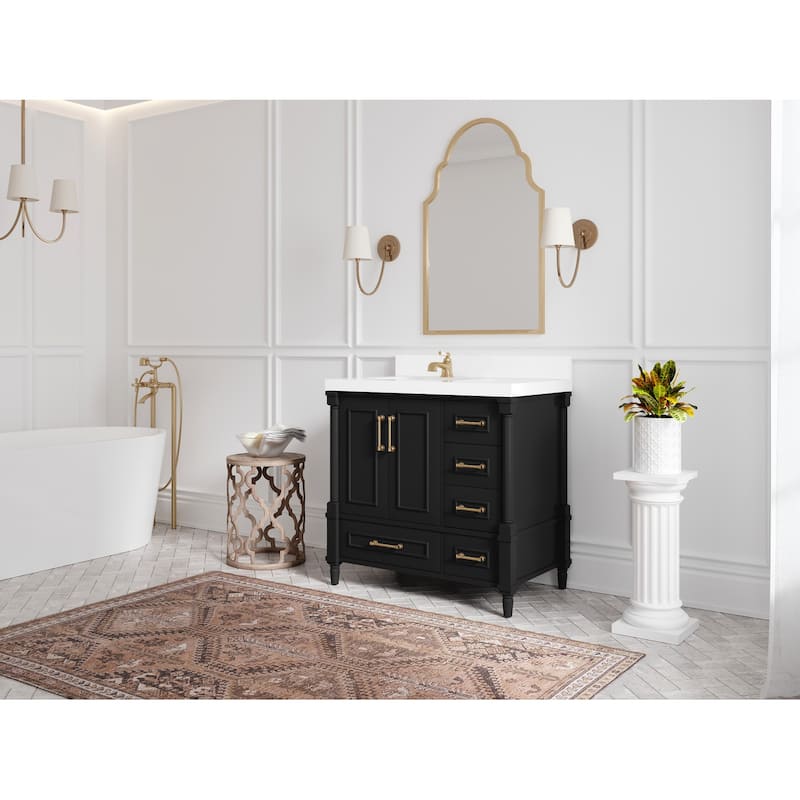 Willow Collections 36 in. W x 22 in. D Aberdeen Left Offset Sink Bathroom Vanity with Countertop