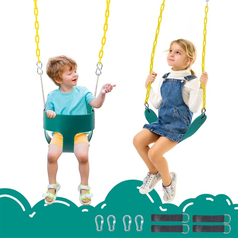 Metal/Plastic Bucket Swing with Chains - 11"D x 11"W x 78"H