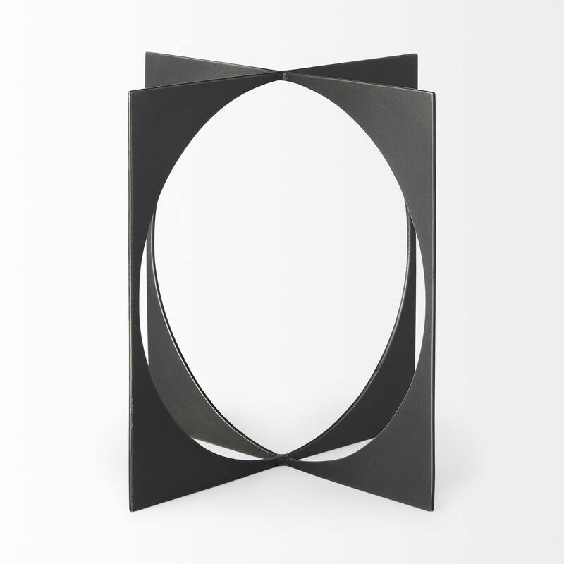 Charcoal Gray Metal Circle Square Sculpture