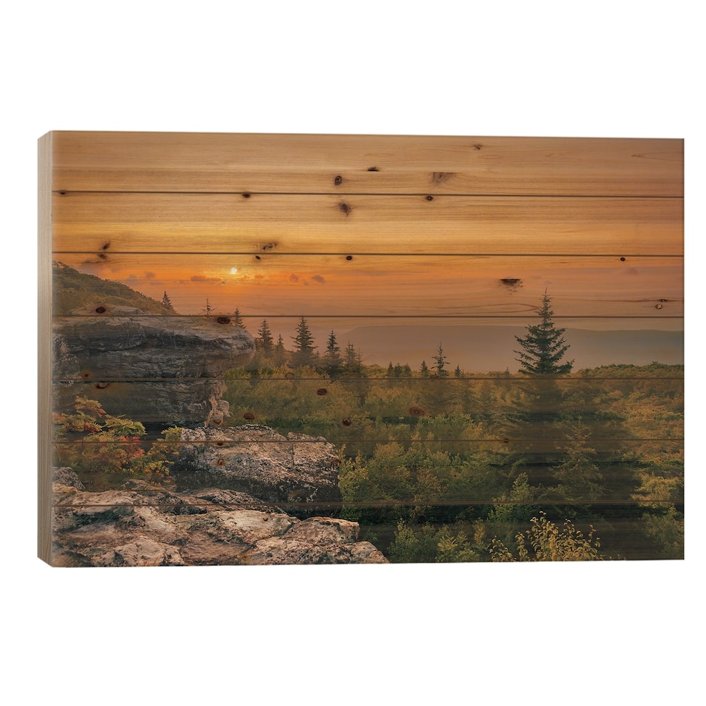 Bear Rocks Sunrise I Print On Wood by Jon Bilous - Multi-Color
