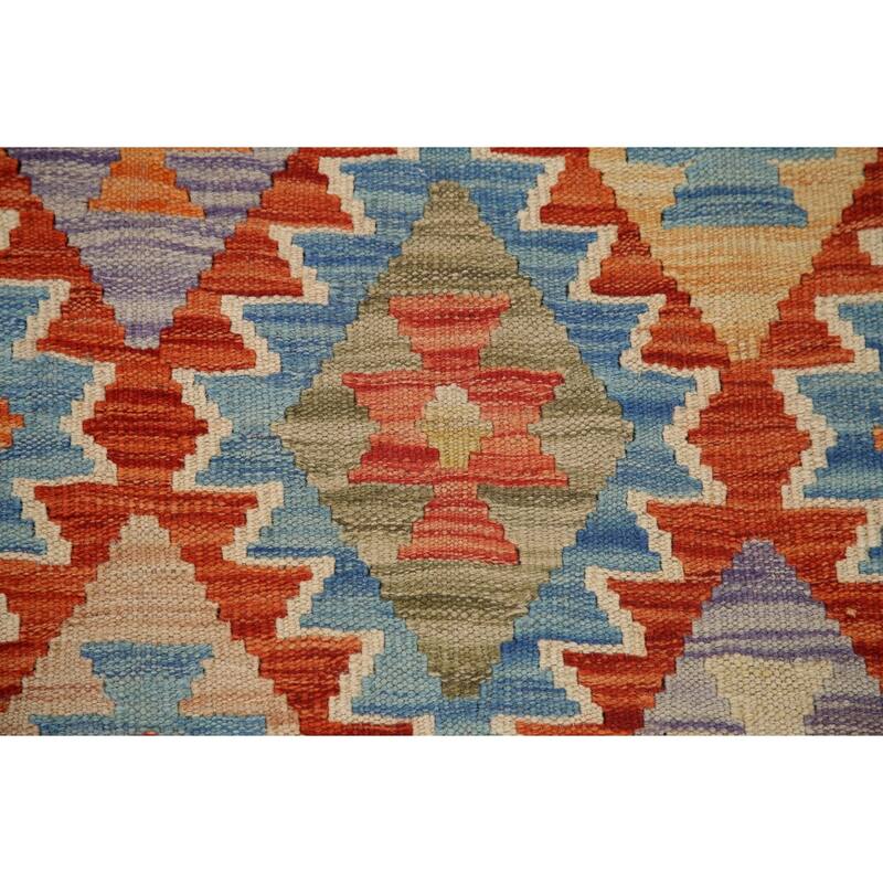 Hand Woven Oriental 100% Wool Carpet Southwestern All-Over Multi-Colored Kilim Area Rug - 9' 10'' X 6' 5''