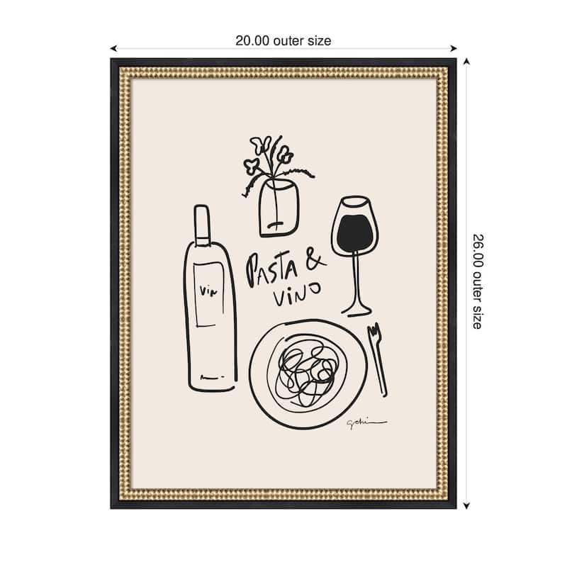 Kate and Laurel Pasta and Vino by Gabrielly Guedes Framed Wall Art Print