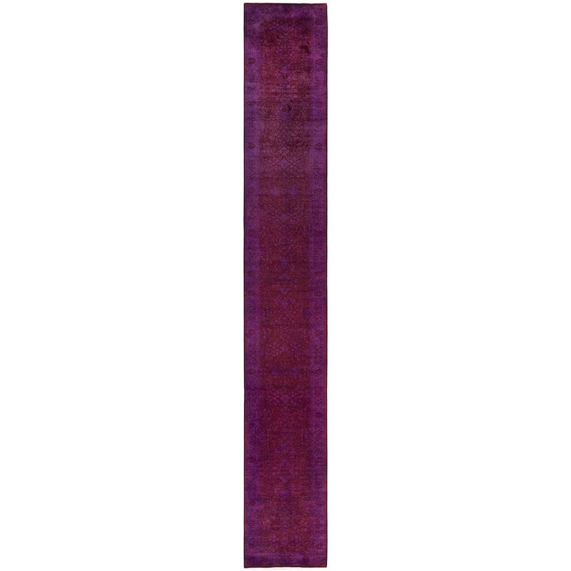 Overdyed One-of-a-Kind Hand-Knotted Area Rug - Purple - 2' 8" x 18' 5"