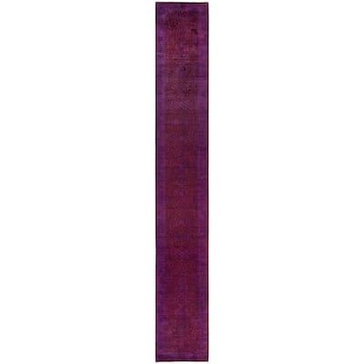 Overdyed One-of-a-Kind Hand-Knotted Area Rug - Purple - 2' 8" x 18' 5"