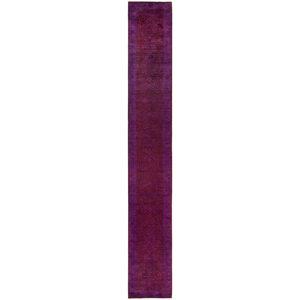 Overdyed One-of-a-Kind Hand-Knotted Area Rug - Purple - 2' 8" x 18' 5"