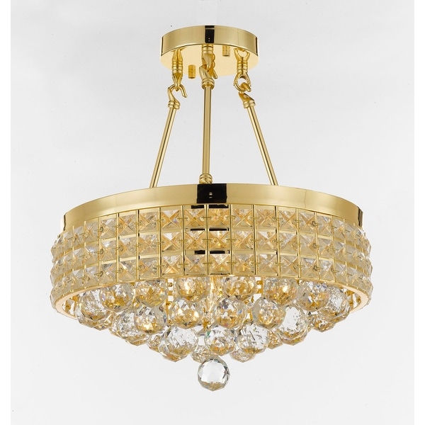 Semi Flush Mount French Empire Crystal Chandelier With 40MM Crystal Balls Crystal Gold
