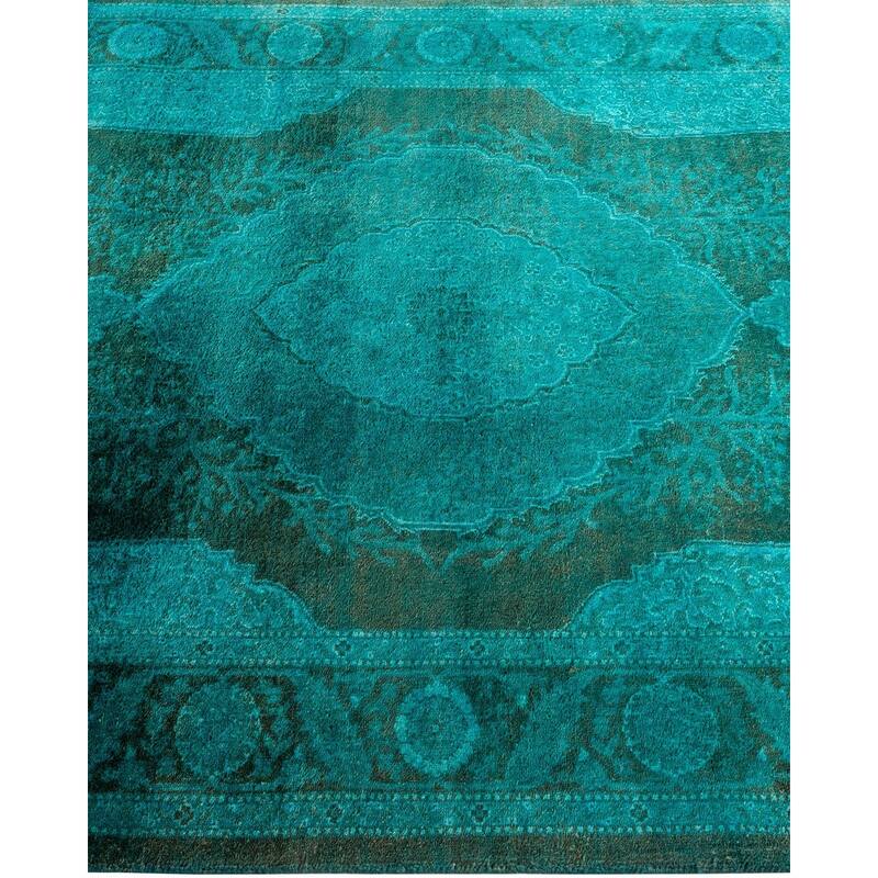 Overton Hand Knotted Wool Vintage Inspired Modern Contemporary Overdyed Blue Area Rug - 3' 2" x 5' 3"