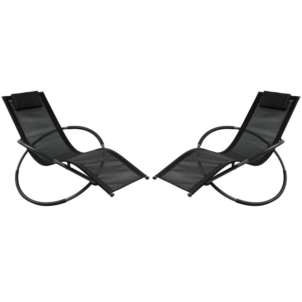 Shop Sunnydaze Orbital Folding Zero Gravity Rocking Lounger w/ Pillow