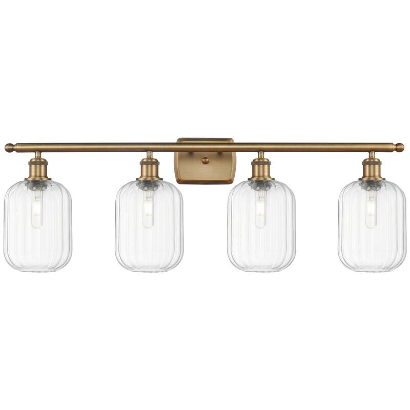 Innovations Lighting Endless Possibilities Ballston - Preston - 4 Light 37" Jar Shade Bath Vanity Light - Clear/Brushed Brass