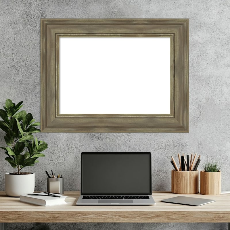 Amanti Art Alexandria Greywash Framed Dry Erase Magnetic Board