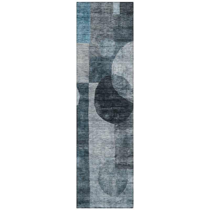 Machine Washable Indoor/ Outdoor Abstract Geo Chantille Rug