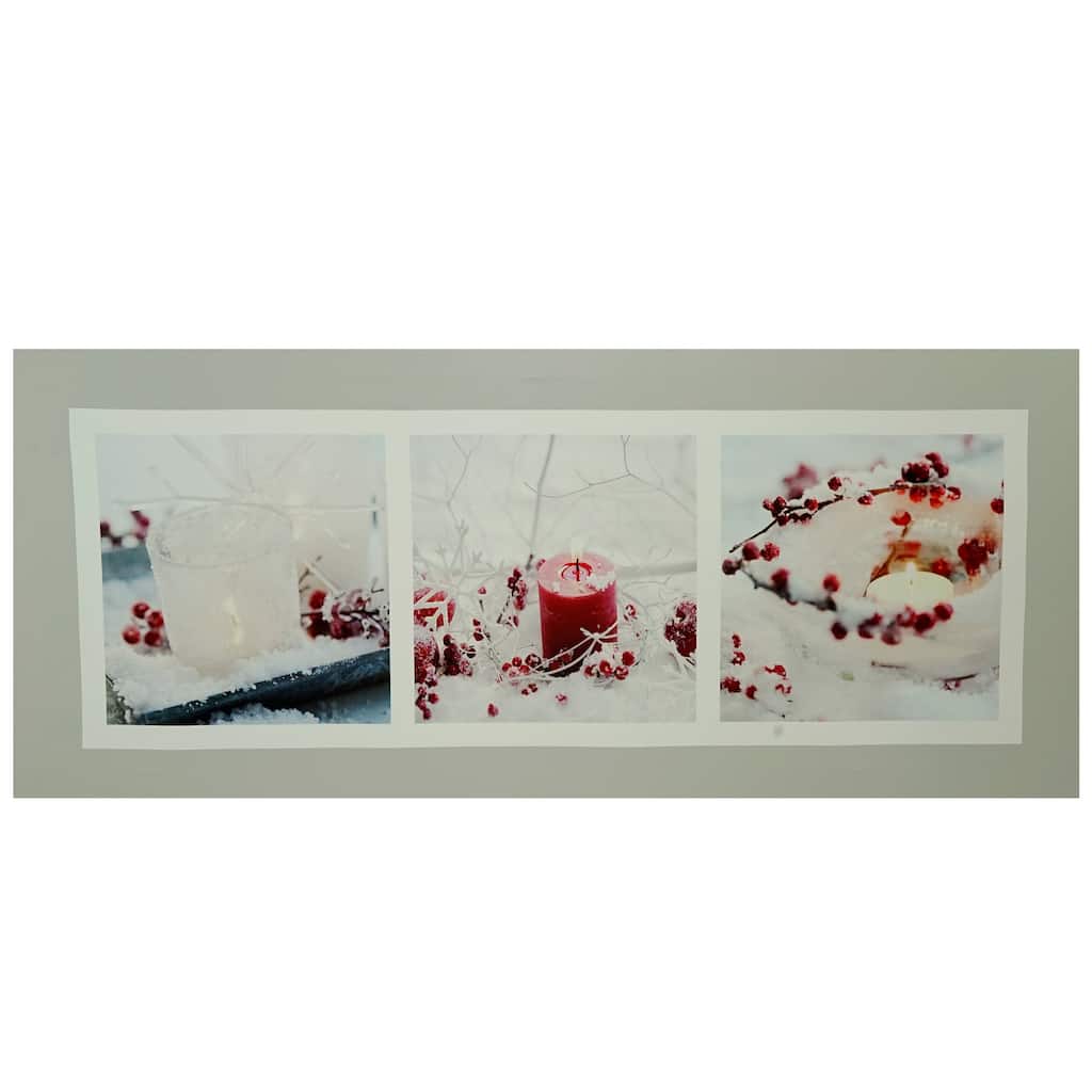 LED Winter Frost Berry Burst Christmas Canvas Wall Art 11.75 x 27.5