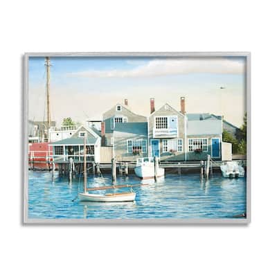 Stupell Relaxing Boats Floating Harbor Marina Ocean Town Framed Wall Art, Design by Tom Mielko - Multi