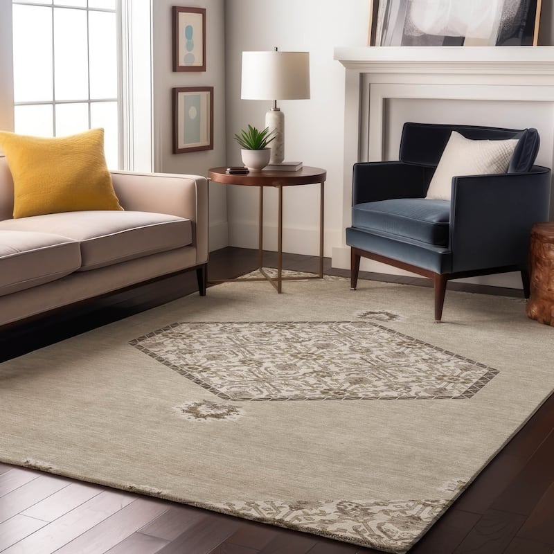 Premium Washable Super Soft Traditional Global Mayfield Rug - Beige - 2'6" x 3'10"