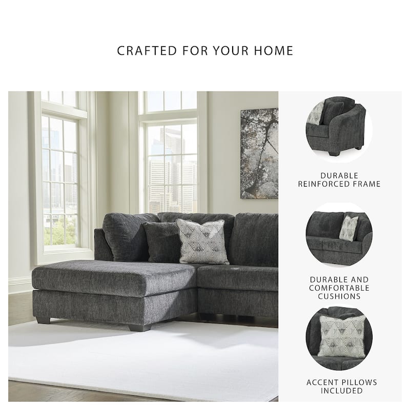 Signature Design by Ashley Biddeford Gray 2-Piece Sectional with Chaise - 120"W x 75"D x 40"H