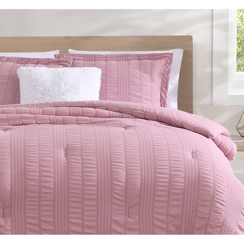 CEDAR COURT Morgan Textured Seersucker Stripe Soft Polyester Seersucker Comforter Set