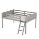 preview thumbnail 11 of 20, Full Size Low Loft Bed with Convertible Ladder, Wooden Sturdy Kids Bed Frame with Safety Guardrails for Bedroom, Grey