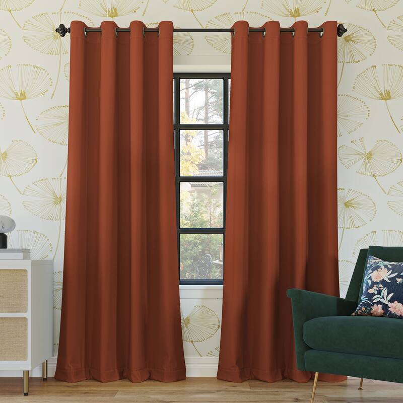 Sun Zero Oslo Theater Grade Extreme Total Blackout Grommet Curtain Panel, Single Panel - 52 x 95 - Terracotta