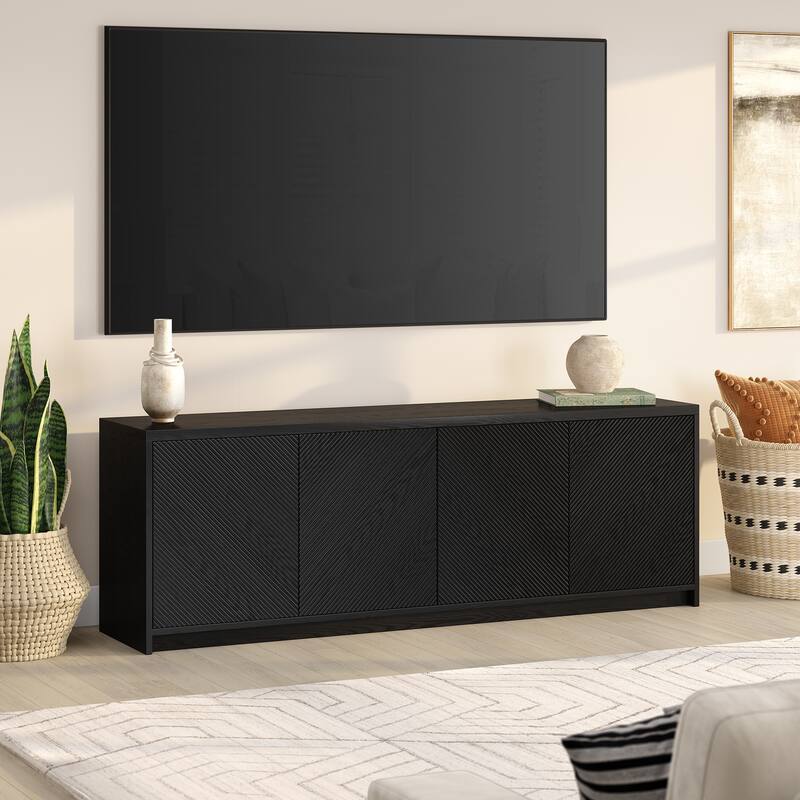 Renad Rectangular Fluted TV Stand for TV's up to 78" - 70" Wide