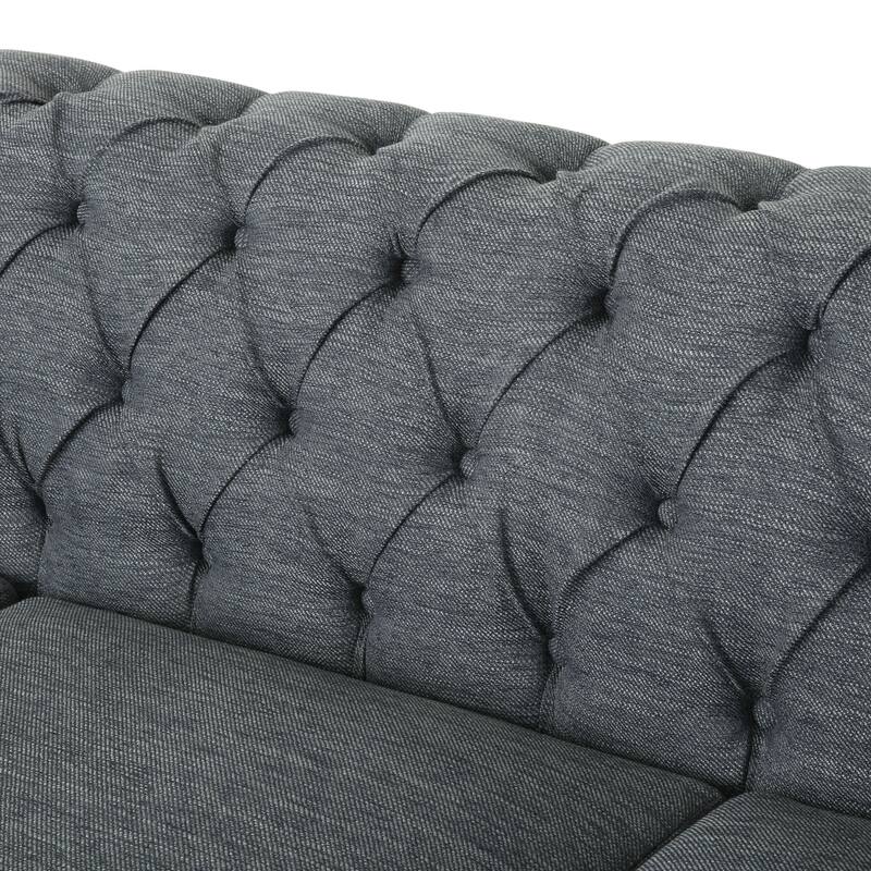 Elegant Tufted Sofa with Solid Wood Retro Legs and Metal Rivet Accents, 85.5'' Wide